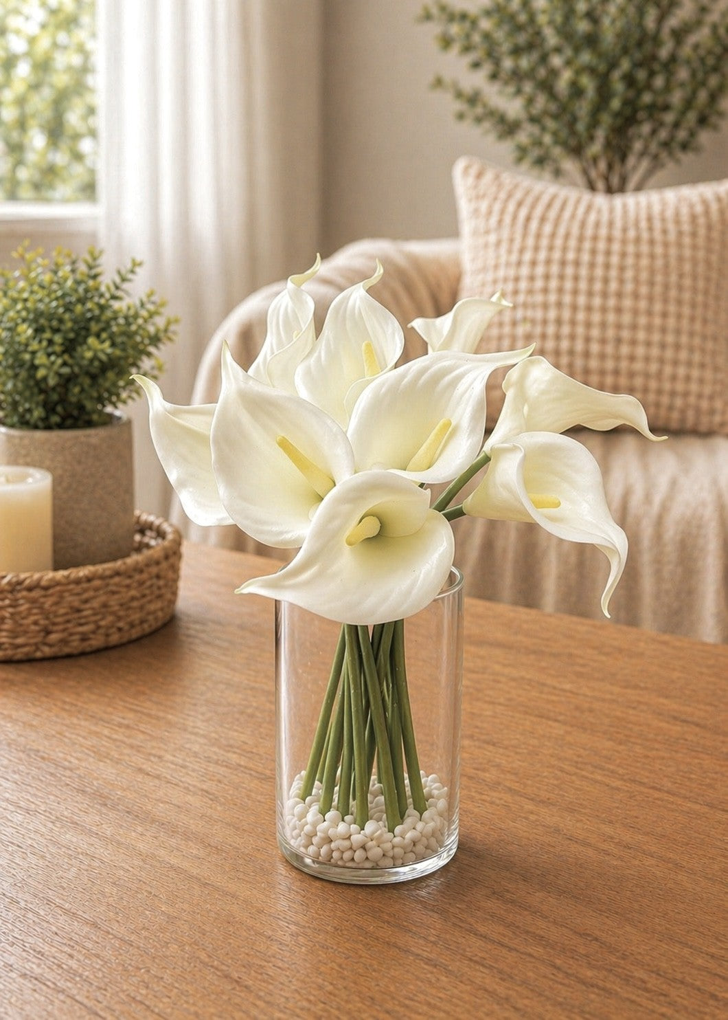 ITEM 00999 W - 14" FRESH TOUCH CALLA LILY BUNDLE WITH 9 HEADS