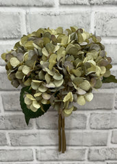 ITEM 01018 GR - 14" GREEN HYDRANGEA BUNDLE - 3 PIECES PER BUNDLE