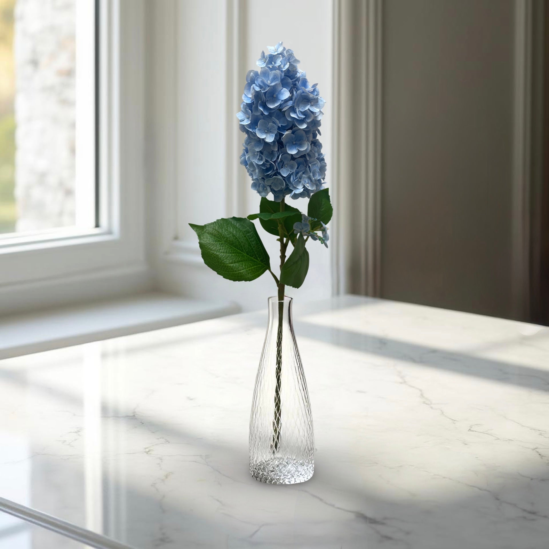ITEM 01026 BL  - 33" BLUE FRESH TOUCH CONE HYDRANGEA SPRAY