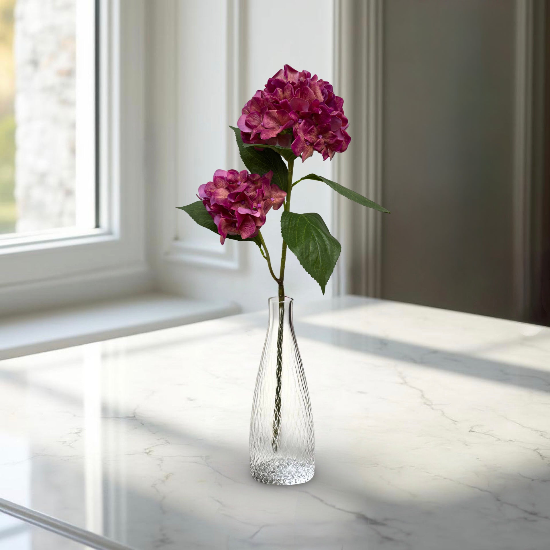 ITEM 01027 ROSE  - 32" FRESH TOUCH ROSE HYDRANGEA X 2 STEM