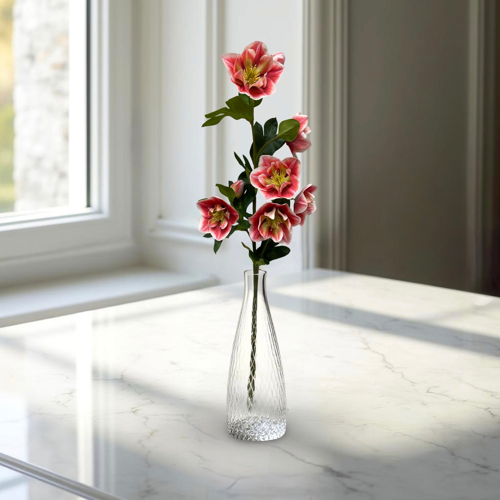 ITEM 01036 ROSE  - 32" FRESH TOUCH ROSE HELLEBOES SPRAY