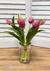 ITEM 10170 DEEPBLUSH - 12" DEEP BLUSH FRESH TOUCH DYNASTY TULIP BUNDLE (4 FLOWERS & 3 BUDS TO A BUNDLE)