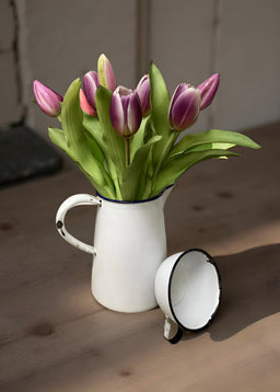 ITEM 10170 LVW - 12" LAVENDER WHITE FRESH TOUCH DYNASTY TULIP BUNDLE (4 FLOWERS & 3 BUDS TO A BUNDLE)