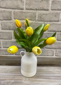 ITEM 10170 Y(AVAILABLE) - 12" YELLOW FRESH TOUCH DYNASTY TULIP BUNDLE (4 FLOWERS & 3 BUDS TO A BUNDLE)