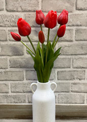 ITEM 10171 RED - 19" RED FRESH TOUCH TULIP BUNDLE (4 FLOWERS & 3 BUDS TO A BUNDLE)