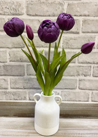 ITEM 10183 PUR(AUGUST) - 18" FRESH TOUCH PURPLE DOUBLE PEONY TULIP BUNDLE (3 FLOWERS AND 2 BUDS TO A BUNDLE)