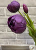 ITEM 10183 PUR - 18" FRESH TOUCH PURPLE PEONY TULIP BUNDLE (3 FLOWERS AND 2 BUDS TO A BUNDLE)