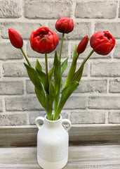 ITEM 10183 RED - 18" FRESH TOUCH RED PEONY TULIP BUNDLE (3 FLOWERS AND 2 BUDS TO A BUNDLE)