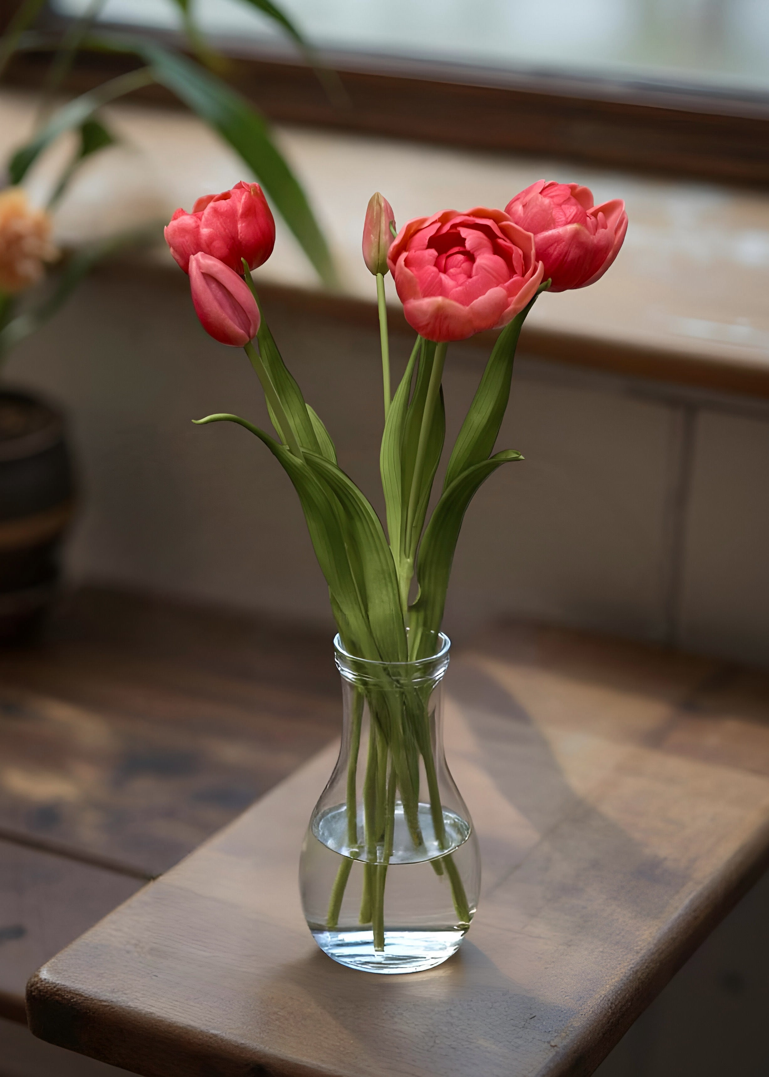 ITEM 10183 ROSE - 18" FRESH TOUCH ROSE DOUBLE PEONY TULIP BUNDLE (3 FLOWERS AND 2 BUDS TO A BUNDLE)
