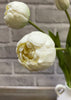 ITEM 10183 W - 18" FRESH TOUCH WHITE PEONY TULIP BUNDLE (3 FLOWERS AND 2 BUDS TO A BUNDLE)