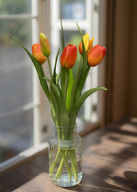 ITEM 10186 O - 16" FRESH TOUCH DYNASTY ORANGE TULIP BUNDLE (3 FLOWERS & 2 BUDS TO A BUNDLE)