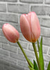 ITEM 10186 PK - 16" FRESH TOUCH PINK TULIP BUNDLE (3 FLOWERS & 2 BUDS TO A BUNDLE)