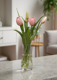 ITEM 10186 PK(AUGUST) - 16" FRESH TOUCH DYNASTY PINK TULIP BUNDLE (3 FLOWERS & 2 BUDS TO A BUNDLE)