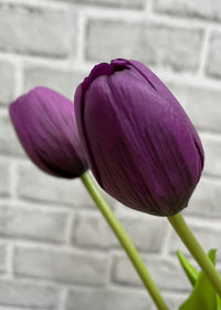 ITEM 10186 PUR - 16" FRESH TOUCH DYNASTY PURPLE TULIP BUNDLE (3 FLOWERS & 2 BUDS TO A BUNDLE)