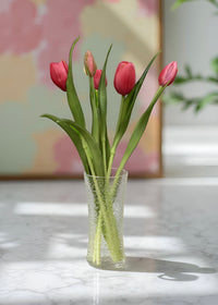 ITEM 10186 ROSE(AUGUST) - 16" FRESH TOUCH  DYNASTY ROSE TULIP BUNDLE (3 FLOWERS & 2 BUDS TO A BUNDLE)