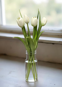 ITEM 10186 W - 16" FRESH TOUCH DYNASTY WHITE TULIP BUNDLE (3 FLOWERS & 2 BUDS TO A BUNDLE)
