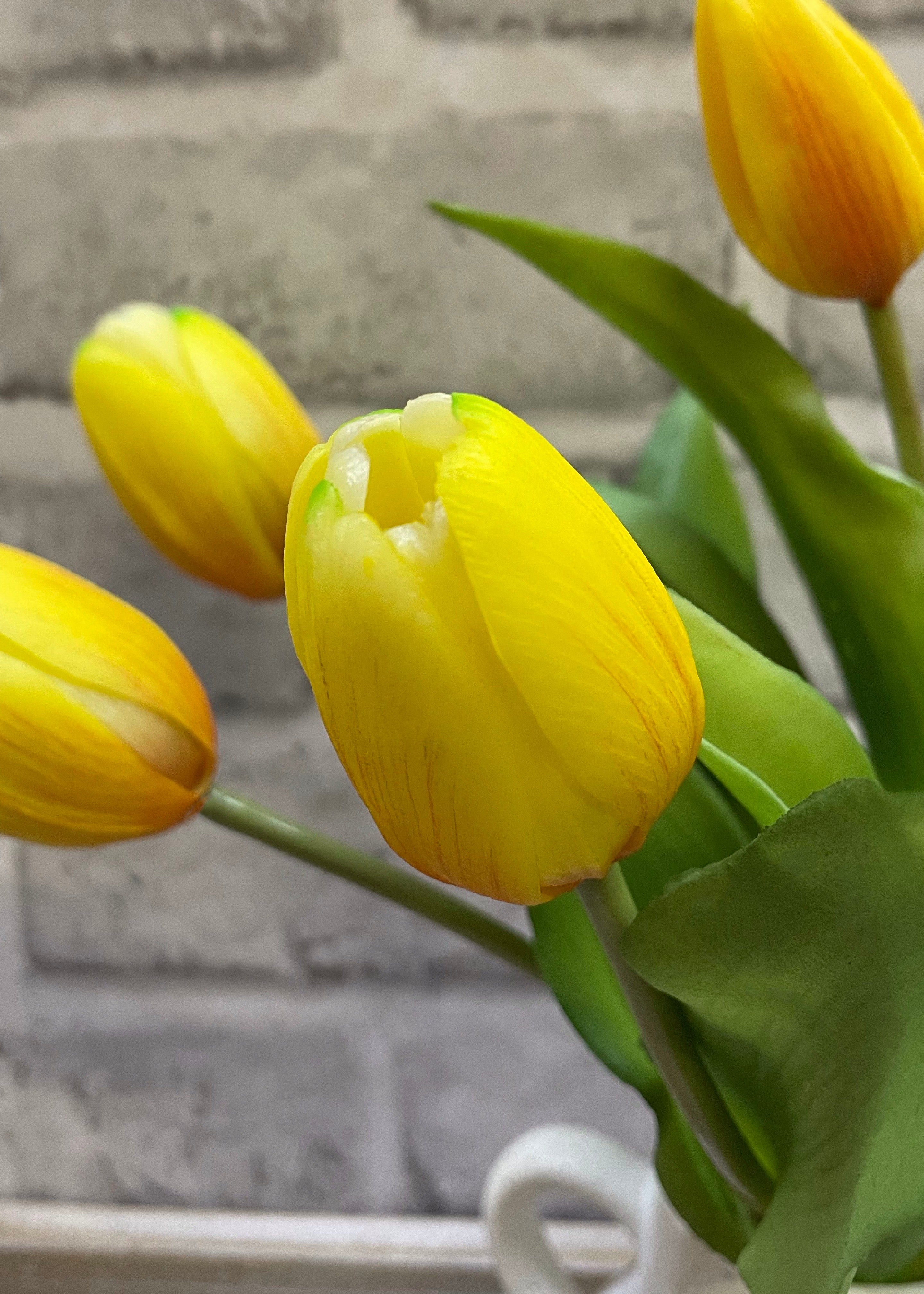 ITEM 10186 Y - 16" FRESH TOUCH DYNASTY YELLOW TULIP BUNDLE (3 FLOWERS & 2 BUDS TO A BUNDLE)