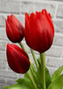 ITEM 10187 RED - 10" FRESH TOUCH MINI WILD RED TULIP BUNDLE (3 FLOWERS & 2 BUDS TO A BUNDLE)