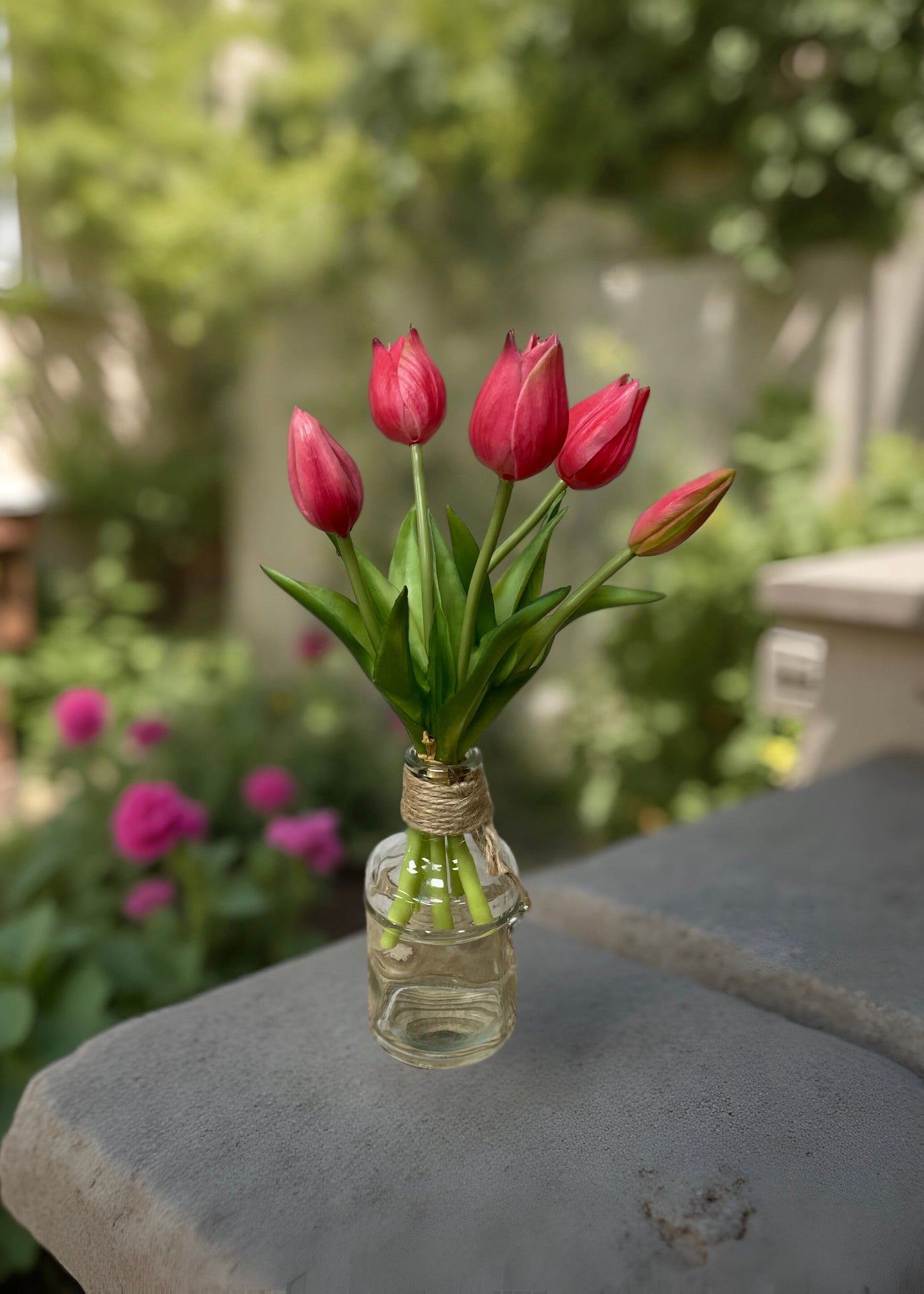 ITEM 10187 ROSE - 10" FRESH TOUCH MINI WILD ROSE TULIP BUNDLE (3 FLOWERS & 2 BUDS TO A BUNDLE)