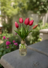 ITEM 10187 ROSE - 10" FRESH TOUCH MINI WILD ROSE TULIP BUNDLE (3 FLOWERS & 2 BUDS TO A BUNDLE)