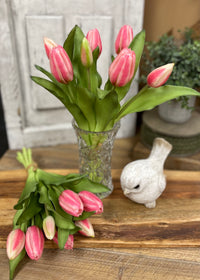ITEM 10194 COTTON(AUGUST) - 12" FRESH TOUCH COTTON CANDY PINK FORMOSA TULIP BUNDLE (4 FLOWERS & 3 BUDS TO A BUNDLE)
