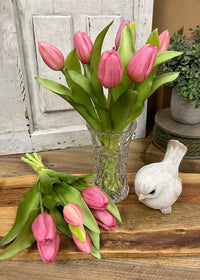 ITEM 10194 DEEP BLUSH - 12" FRESH TOUCH DEEP BLUSH PINK FORMOSA TULIP BUNDLE (4 FLOWERS & 3 BUDS TO A BUNDLE)