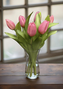 ITEM 10194 DEEPBLUSH(AUGUST) - 12" FRESH TOUCH DEEP BLUSH PINK FORMOSA TULIP BUNDLE (4 FLOWERS & 3 BUDS TO A BUNDLE)