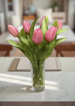 ITEM 10194 DEEP BLUSH - 12" FRESH TOUCH DEEP BLUSH PINK FORMOSA TULIP BUNDLE (4 FLOWERS & 3 BUDS TO A BUNDLE)