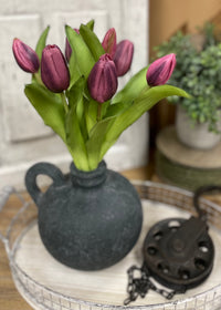 ITEM 10194 DKPLUM - 12" FRESH TOUCH DARK PLUM FORMOSA TULIP BUNDLE (4 FLOWERS & 3 BUDS TO A BUNDLE)