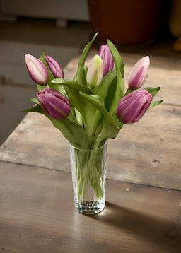 ITEM 10194 LTPLUM - 12" FRESH TOUCH PLUM FORMOSA TULIP BUNDLE (4 FLOWERS & 3 BUDS TO A BUNDLE)