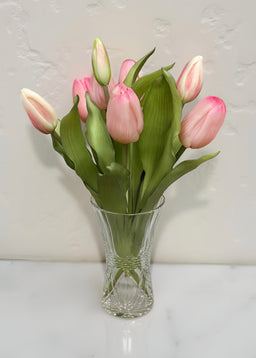 ITEM 10194 PK(AVAILABLE) - 12" FRESH TOUCH PINK FORMOSA TULIP BUNDLE (4 FLOWERS & 3 BUDS TO A BUNDLE)