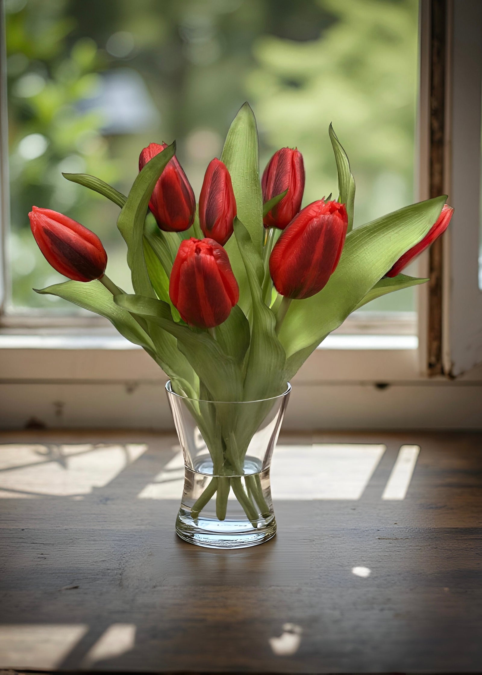 ITEM 10194 RED - 12" FRESH TOUCH RED FORMOSA TULIP BUNDLE (4 FLOWERS & 3 BUDS TO A BUNDLE)