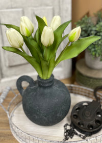 ITEM 10194 W - 12" FRESH TOUCH WHITE FORMOSA TULIP BUNDLE (4 FLOWERS & 3 BUDS TO A BUNDLE)