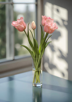 ITEM 10198 PK - 18" FRESH TOUCH RUFFLED PINK PARROT TULIP BUNDLE (3 FLOWERS & 2 BUDS TO A BUNDLE)