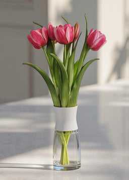 ITEM 10200 COTTON - 16.5" FRESH TOUCH COTTON CANDY DOUBLE LATE TULIP BUNDLE (3 FLOWERS & 2 BUDS TO A BUNDLE)