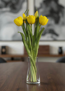 ITEM 10200 Y - 16.5" FRESH TOUCH YELLOW DOUBLE LATE TULIP BUNDLE (3 FLOWERS & 2 BUDS TO A BUNDLE)