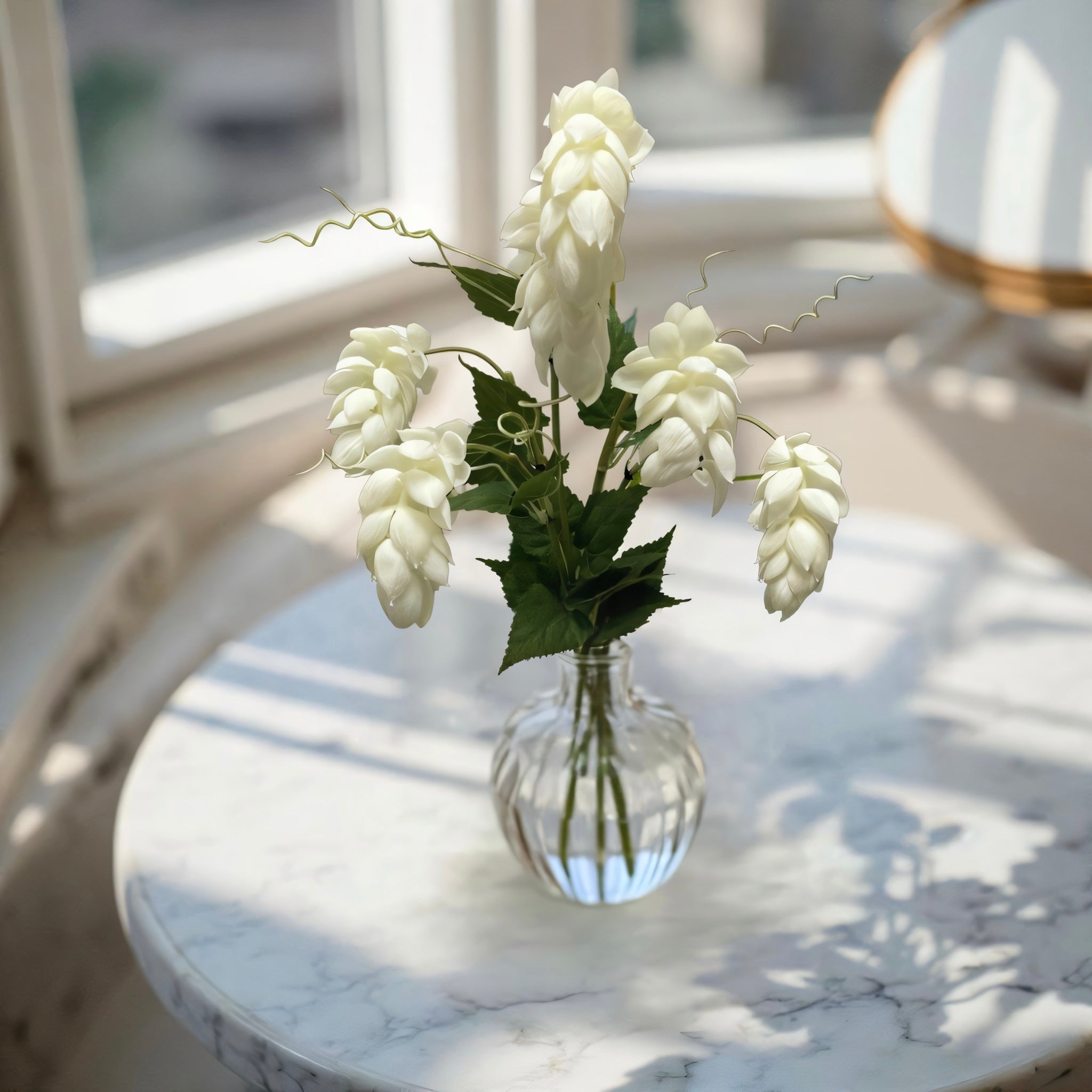 ITEM 10203 W - 25.5" FRESH TOUCH WHITE HOPS BUNDLE WITH 5 STEMS