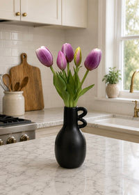 ITEM 10209 LVW(AVAILABLE) - 9.5" FRESH TOUCH MINI DYNASTY LAVENDER WHITE TULIP BUNDLE (3 HEADS, 2 BUDS)