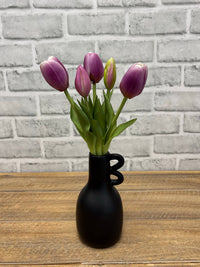 ITEM 10209 LVW(AVAILABLE) - 9.5" FRESH TOUCH MINI DYNASTY LAVENDER WHITE TULIP BUNDLE (3 HEADS, 2 BUDS)