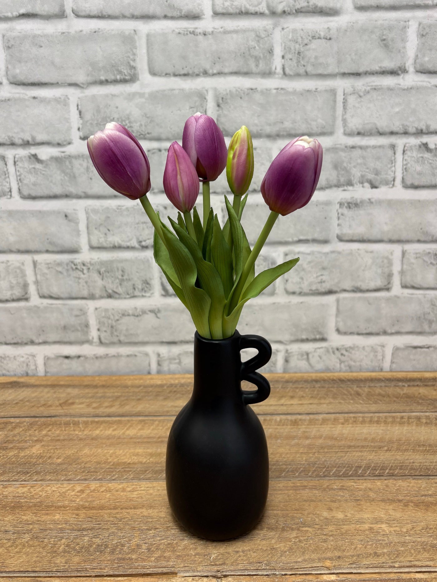 ITEM 10209 LVW(AVAILABLE) - 9.5" FRESH TOUCH MINI DYNASTY LAVENDER WHITE TULIP BUNDLE (3 HEADS, 2 BUDS)