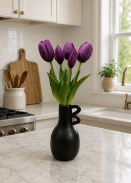 ITEM 10209 PUR - 9.5" FRESH TOUCH MINI DYNASTY PINK TULIP BUNDLE (3 HEADS, 2 BUDS)