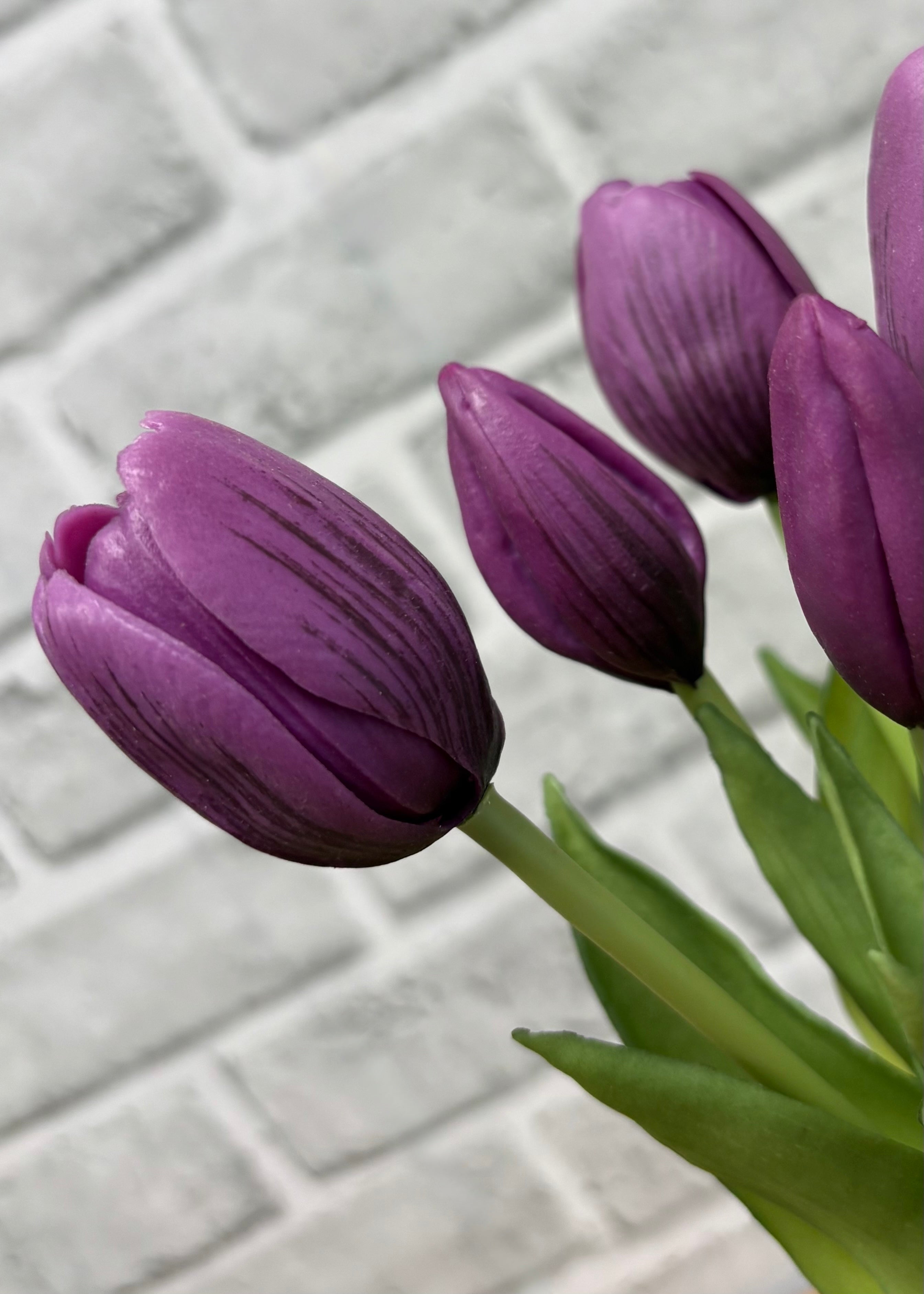 ITEM 10209 PUR - 9.5" FRESH TOUCH MINI DYNASTY PINK TULIP BUNDLE (3 HEADS, 2 BUDS)