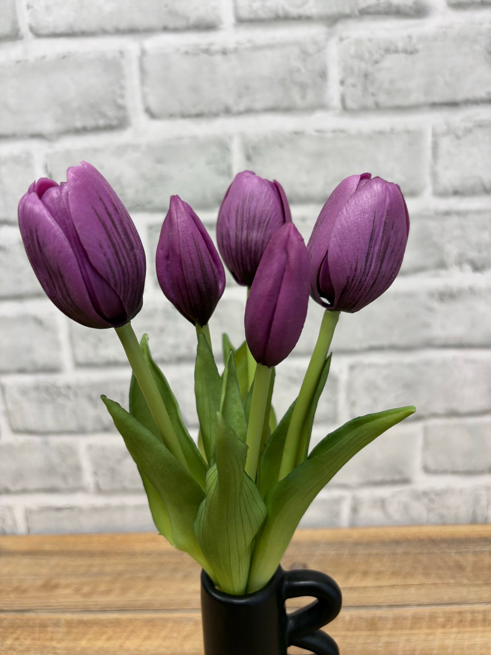 ITEM 10209 PUR - 9.5" FRESH TOUCH MINI DYNASTY PINK TULIP BUNDLE (3 HEADS, 2 BUDS)