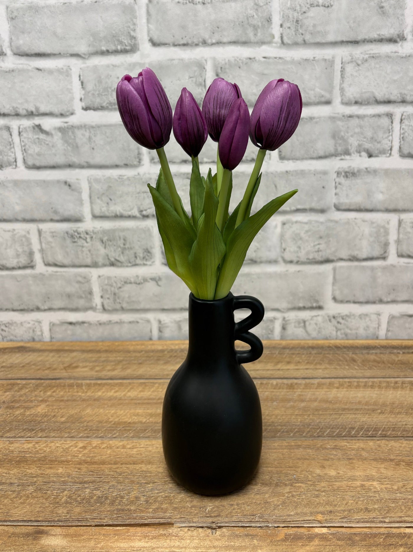 ITEM 10209 PUR - 9.5" FRESH TOUCH MINI DYNASTY PINK TULIP BUNDLE (3 HEADS, 2 BUDS)
