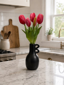 ITEM 10209 ROSE - 9.5" FRESH TOUCH MINI DYNASTY ROSE TULIP BUNDLE (3 HEADS, 2 BUDS)