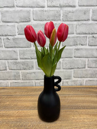 ITEM 10209 ROSE - 9.5" FRESH TOUCH MINI DYNASTY ROSE TULIP BUNDLE (3 HEADS, 2 BUDS)