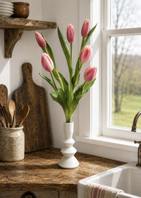 ITEM 10210 COTTON(AVAILABLE) - 18.5" FRESH TOUCH COTTON CANDY TULIP BUD BUNDLE WITH 6 BUDS