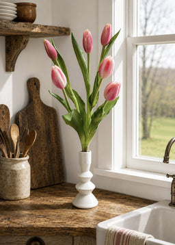 ITEM 10210 COTTON - 18.5" FRESH TOUCH COTTON CANDY TULIP BUD BUNDLE WITH 6 BUDS