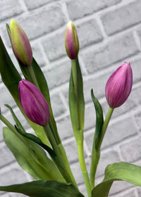 ITEM 10210 LVW(AVAILABLE) - 18.5" FRESH TOUCH LAVENDER WHITE TULIP BUD BUNDLE WITH 6 BUDS