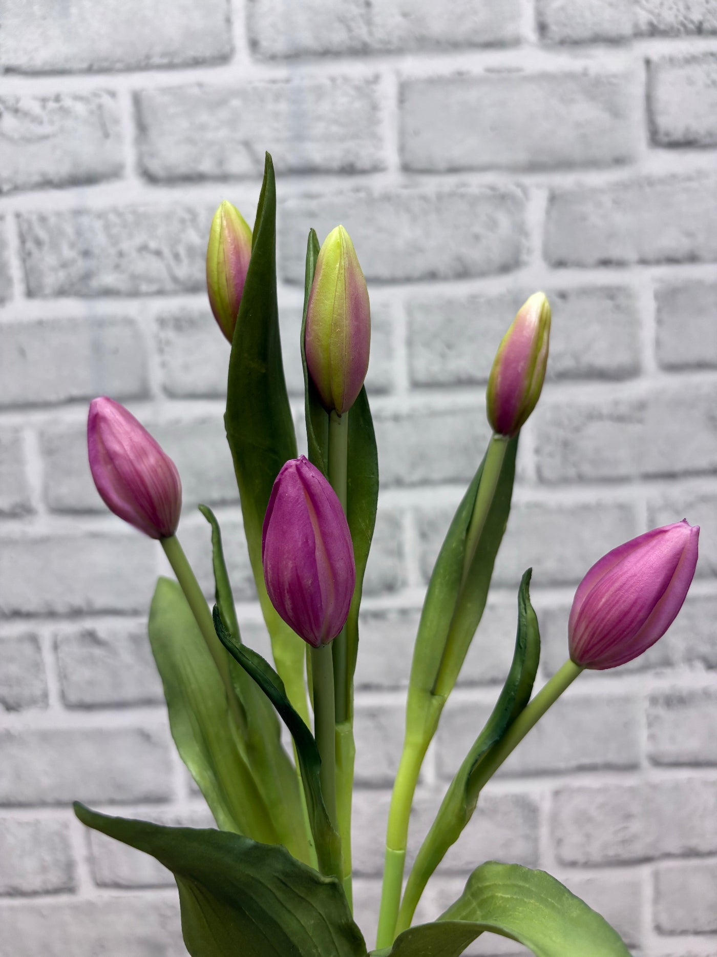 ITEM 10210 LVW(AVAILABLE) - 18.5" FRESH TOUCH LAVENDER WHITE TULIP BUD BUNDLE WITH 6 BUDS
